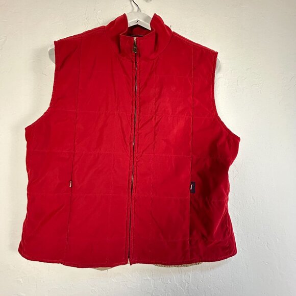 Faconnable Womens Red Quilted Padded Vest XL Zip Up Outerwear Lightweight - Picture 1 of 10